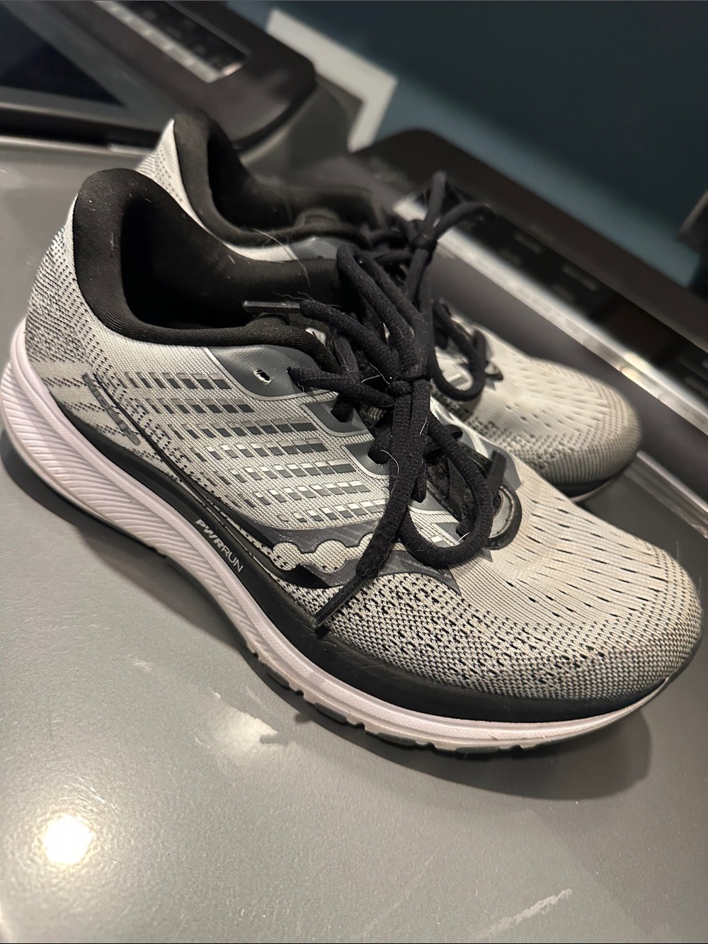 Saucony White and Black Knit Running Shoes